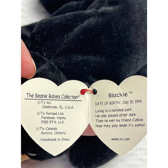 TY Beanie Babies Collection Black Bear Blackie DOB July 15 1994 - Picture 7 of 7